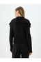 Faux Fur Cardigan Stand Collar Zippered Ribbed Slim Fit - 4