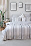 Bohemian Natural Striped Double Duvet Cover Set with 4 Pillows and Elastic Sheets