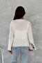 Women's Beige Standard Size Openwork Embroidered Knitwear Sweater - 6