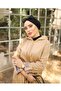 Women's Trench Coat with Hood and Folded Sleeves Patterned - 3