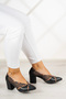 Mirabella Black Leopard Vegan Mesh Pointed Toe Thick Heeled Classic Mother Shoes - 2