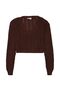 Padded V-Neck Crop Knitwear Dark Brown - 2