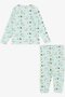 Macawı Girls' Pajama Set with Colorful Helicopter Pattern, Ages 1.5-5, Water Green