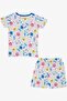 9 Months-3 Years Baby Girl Pajamas Set - Colorful Shark Pattern, Light Gray Melange - 2