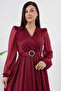 Double-Breasted Collar Glittery Tulle Dress GRS3590 - 2