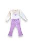 Ruffled Shoulder Detail, Floral Heart Embroidered Cotton Girls' 3-Piece Tights Set - 5