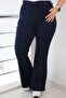 9110-7 Large Size Navy Blue Spanish Leg Jeans - 4