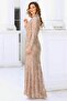 Long Sleeve Sequin Embroidered Fish Hijab Evening Dress Beige Tbsahn268 - 3