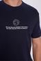 Men's Relax Fit Relaxed Fit 100% Organic Cotton Soft Textured Navy Blue Crew Neck T-Shirt - 4