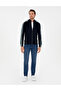 Navy Blue Slim Fit Wool Blend Zippered Knitwear Cardigan 50296447-Vr033 - 4