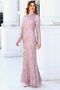 Long Sleeve Sequin Embroidered Fish Hijab Evening Dress Powder Tbsahn268 - 3