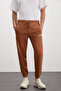 Loic Men's Soft Elastic Tight Leg Three Pockets Organic Cotton Brown Sweatpants - 2