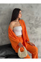Women's Wrap Pocket Detail Open Front Kimono Double Set - 5