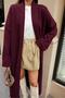 Burgundy Shawl Collar Long Cardigan - 3