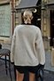 Beige Garnished Stripe Detailed Pocket Gold Buttoned Women's Knitwear Cardigan - 5