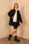 Jacquard Fabric Small Square Pattern Oversize Women's Shirt-Black