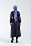 2251_Women's Scuba Fabric Belted Button Detailed Flared Long Dress - 6