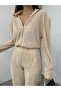 Plise Shirt Double Suit -Beige - 4