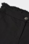Girl's Belt Ruffle Detailed Black Trousers - 4