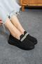 Trula Women's Moccasin Shoes Knitwear Woven Band Stoned Ballerinas Black - 2