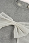 Baby Girl Tulle Bow Detailed Gray-Melange Sweatshirt - 3