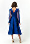 Women's Cobalt Slim Fit Double-Breasted Neckline Glitter Midi Satin Evening Dress - 5