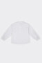 Girl's White Shirt with Slice Collar Detail - 3