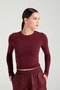 Cotton Round Neck Blouse Claret Red - 4