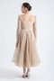 Women's Gold Square Collar Glittery Evening Dress - 5