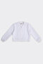 Girl's Textured Zippered White Sweatshirt - 2