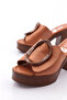 Women's Heeled Slippers Tan Genuine Leather 314103992 - 4