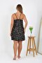 Women's Plus Size Nightgown with Rope Strap 98510 Black - 3