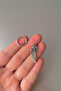 Unisex Silver Angel and Rose Patterned Steel Hoop Earrings - 3