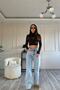 Lisa 90's Snow Wash Blue Lycra Super High Waist Loose Jeans Palazzo Trousers - 2