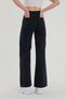 By-1068 Jeans Black High Waist Boyfriend Wide-Leg Denim Pants - 4