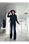 By-3110 High Waist Spanish Flare Jeans Navy Blue Trousers