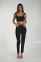 By-6029 Black Colorfast Mom Jean Women's Boyfriend High Waist Power Lycra Jeans Narrow Leg Denim Trousers - 5