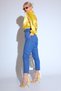 By-2753 Women's Blue Elastic Waist Boyfriend Jeans Drawstring Mom Jean Blue High Waist Belted Pants - 3