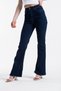 By-3530 Women's Navy Blue High Waist Spanish Flare Jeans - 6