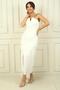 Women's Strapless Draped Front Crepe Satin Araboy Dress - 2