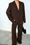 Women's Bitter Brown Masculine Oversize Blazer Jacket - 3