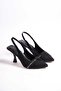 Black Satin Heel Women's Shoes Lf610