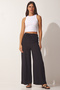 Black Viscose Cotton Palazzo Trousers - Lbv0049 - 2