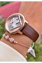Mrd11444 Brown Leather Cord Women's Wristwatch Bracelet