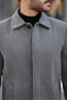 Men's Relaxed Fit Windproof Buttoned Long Gray Stamp Coat - 6