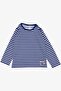 9-3 Years Baby Boy Long Sleeve Striped Bus Printed Cobalt Blue T-Shirt