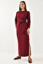 Women's Burgundy Modal Dress with Tie Detail 60351002 - 7