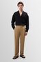 Light Mink High Waist Pleated Linen Blended Men's Trousers - 4