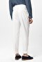 Ecru High Waist Pleated Carrot Fit Men's Trousers - 5