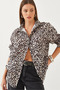 Women's Beige Leopard Patterned Oversize Basic Shirt 60351003